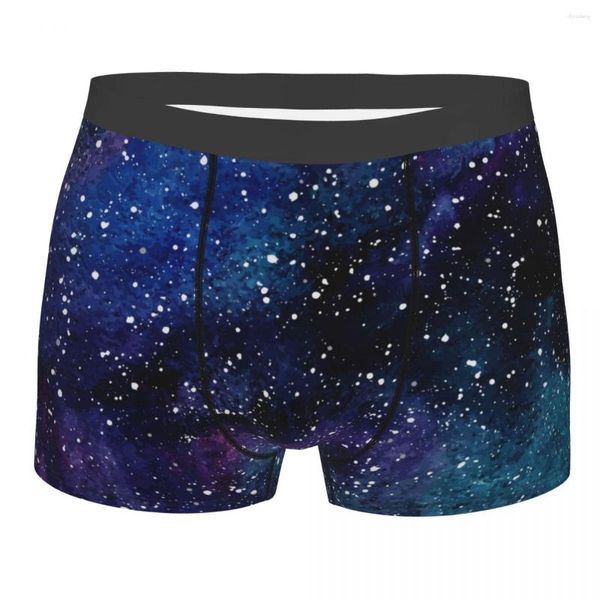 Cuecas masculinas cueca boxer aquarela galáxia céu noturno com estrelas shorts confortáveis