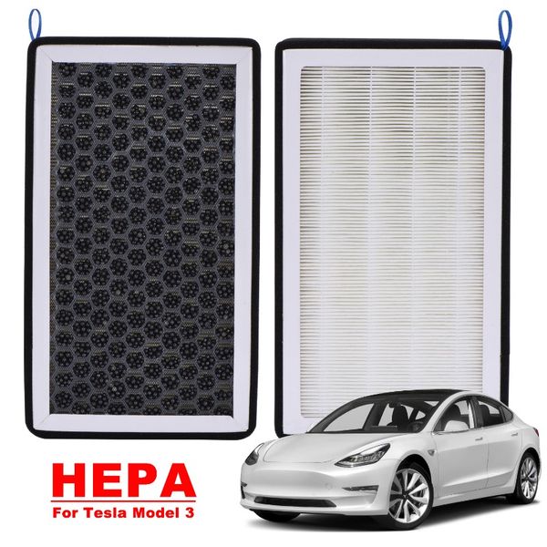 Para tesla modelo 3 modelo y hepa filtro de ar de carbono ativado auto ar condicionado elemento de filtro kit de substituição cabine filtros de ar