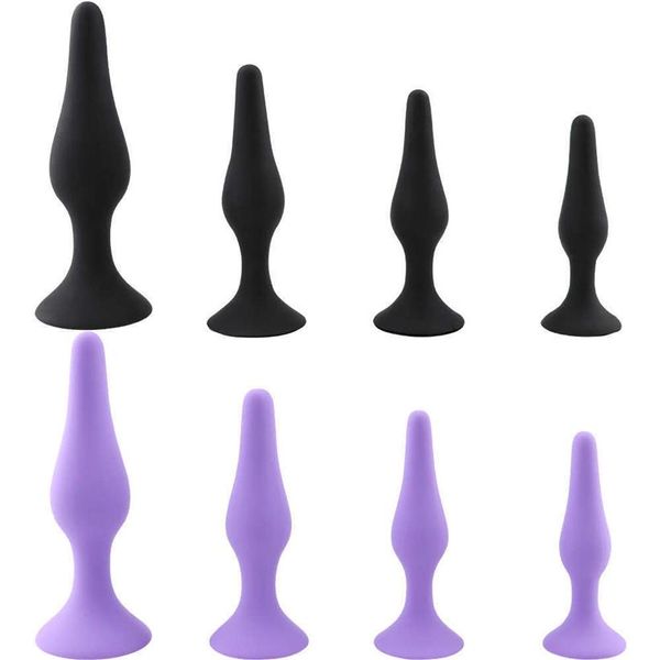 Articoli per massaggi 4 dimensioni Plug anale in silicone Perline Butt Plug per principianti Giocattoli sessuali per uomini Gay Dilatatore dell'ano Massaggiatore della prostata No Vibra352h