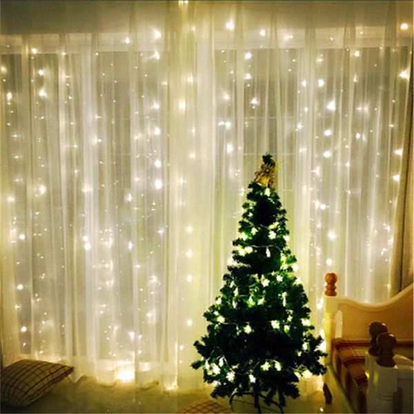 3x3m ao ar livre conectável led string cortina luz de fadas luz de natal guirlanda à prova dwaterproof água festa de jardim casamento luz de fadas ac 110246p