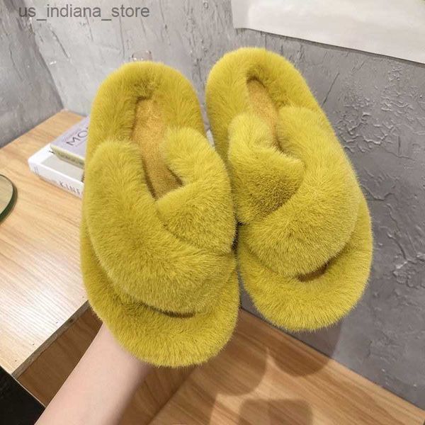 Chinelos Luxurys Designers Mulheres INS Senhoras Lã Slides Inverno Fur Fluffy Furry Letras Sandálias Quente Confortável Fuzzy Girl Flip Flop Slipper Q230913