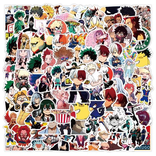 100 pezzi adesivo per auto adesivi per cartoni animati anime My Hero Academia Graffiti Boku No Hero Academia personaggio decalcomania per auto portatile adesivo per bambini289P