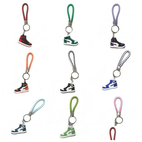 14 kleuren Beroemde Ontwerper Sile 3D Sneaker Pu Touw Sleutelhanger Mannen Vrouwen Mode Schoenen Keycring Auto Basketbal Hang Sleutelhangers door Drop Delivery