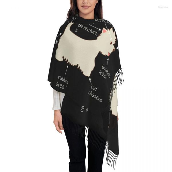 Ethnische Kleidung Individuell bedruckter Westie-Hund-Anatomie-Schal für Männer und Frauen, Winter- und Herbst-warme Schals, West Highland White Terrier-Tücher, Tücher