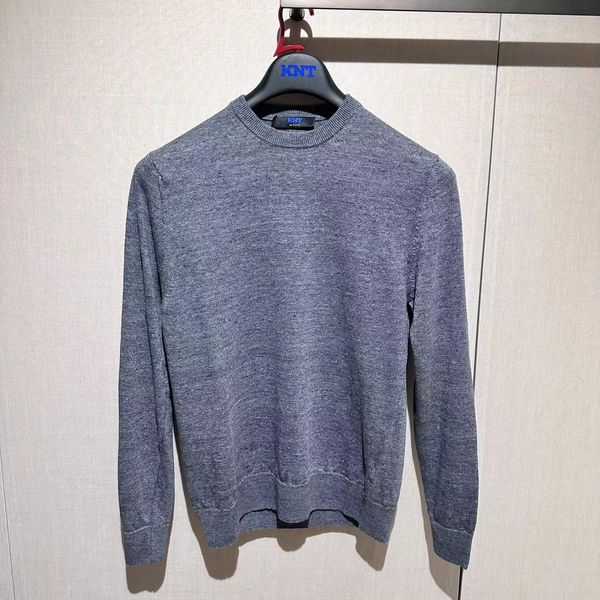 Herrenpullover Frühlings-Kiton-Pullover aus reiner Baumwolle in Marineblau und Grau