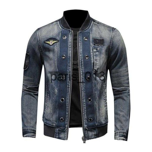 Herrenjacken, Herrenjacken, modische Bomber-Denim-Trucker-Jacke, Flight-Baseball-Jeans-Oberbekleidung mit Aufnähern, hochwertige Oberteile in Übergröße M-5XL x0913 x0913