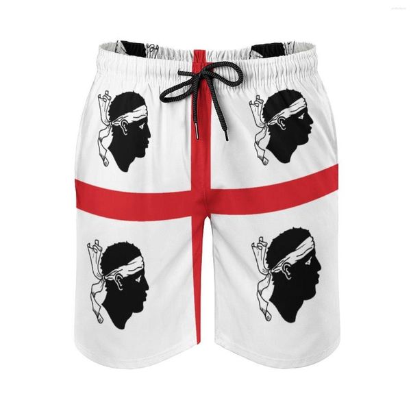 Shorts masculinos anime praia bandeira da sardenha itália solto estiramento gráfico legal havaí calças esportes ajustável drawcord respiração