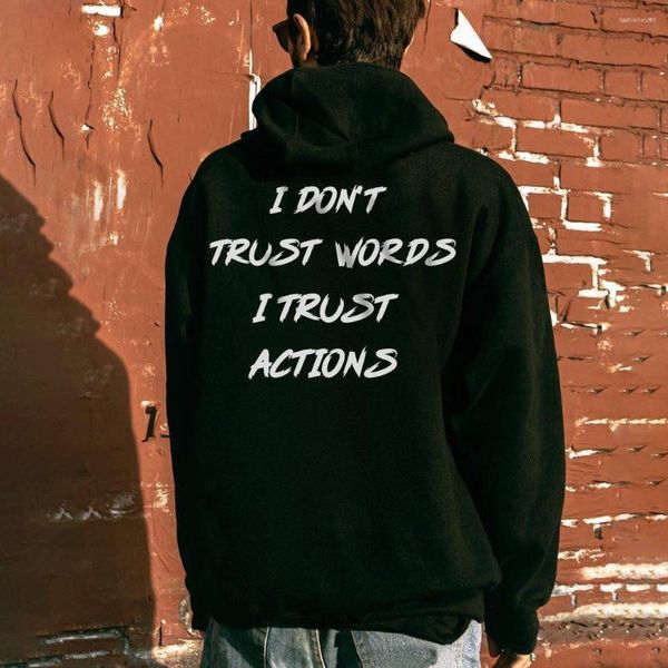 Damen-Kapuzenpullover, „I Don't Trust Words“, Kapuzenpullover, Damen-Kapuzenpullover, lustige Sweatshirts, Vintage-Pullover, Zitat, modischer Unisex-Pullover aus reiner Baumwolle