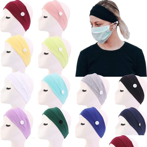 Kopfbedeckung Haarschmuck 12er-Pack Boho breites Stirnband mit Knopf elastisches Turbanband Yoga-Kopfwickel für Frauen und Mädchen 230718 Drop D Dha7J