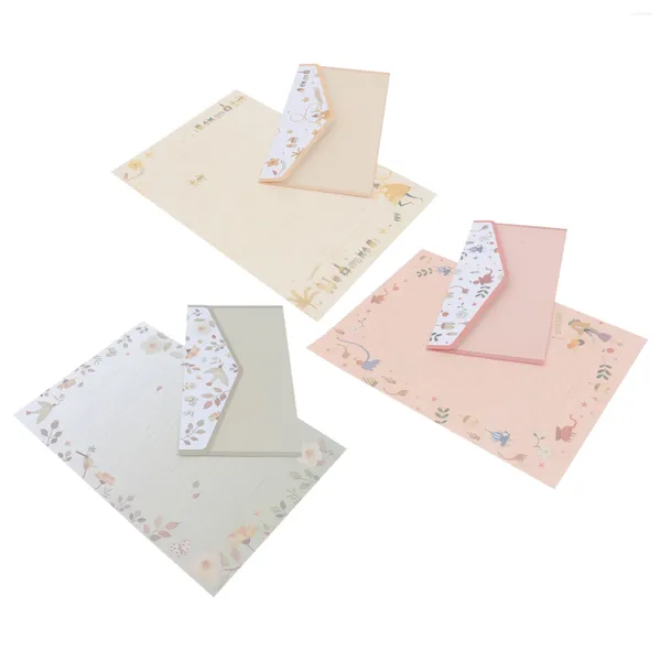 Envoltório de presente 5pcs papel e impressão de flor de papelaria forrada vintage com envelopes (cor misturada)