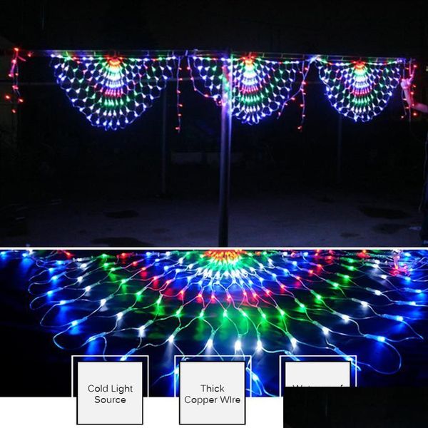 Decorazioni natalizie Fata Ghirlanda Rete di pavone Luci a stringa a LED Corde per finestre esterne Per la decorazione della festa di Capodanno Y200603276K Dro Dhgjn