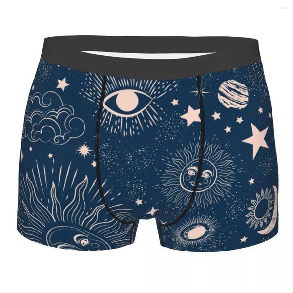 Cuecas masculinas calcinha masculina boxer espaço galáxia constelação zodíaco estrela shorts confortáveis