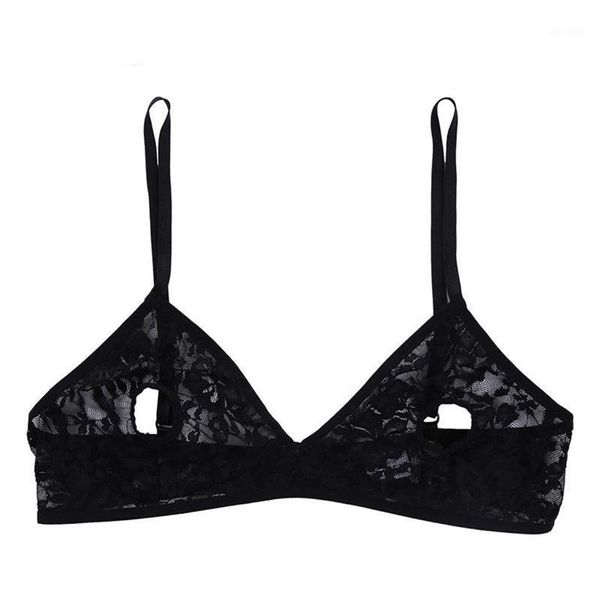 Sutiãs conjuntos femininos abertos mamilo sutiã lingerie renda macia floral sexy sheer oco out bralette fio-unlined top nightwear2591