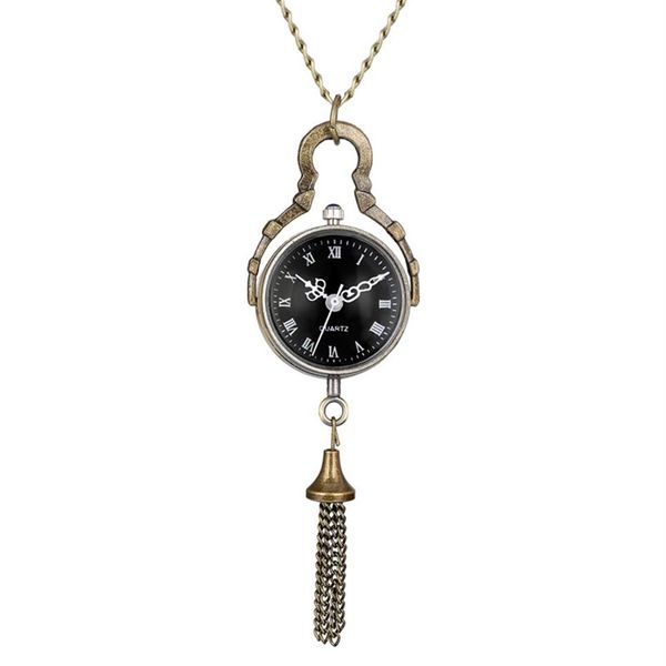 Antike Vintage Mini Glaskugel Bull Eye Design Taschenuhr Quarz Analog Display Uhren Halskette Kette für Männer Frauen Gift295T