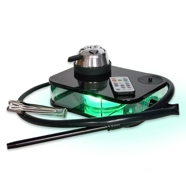 Altro set di narghilè acrilico da giardino domestico con luce a LED Ciotola in silicone Porta carbone Shisha Nargile Sheesha Narguile Chicha Cachimbas Box Ket Accessorio 230912