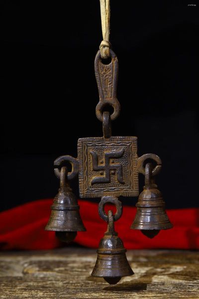 Dekorative Figuren, asiatische antike Kunst, tibetischer tantrischer Buddhismus, handgefertigt, Windspiel aus reinem Kupfer, Glocke aus altem Tempel