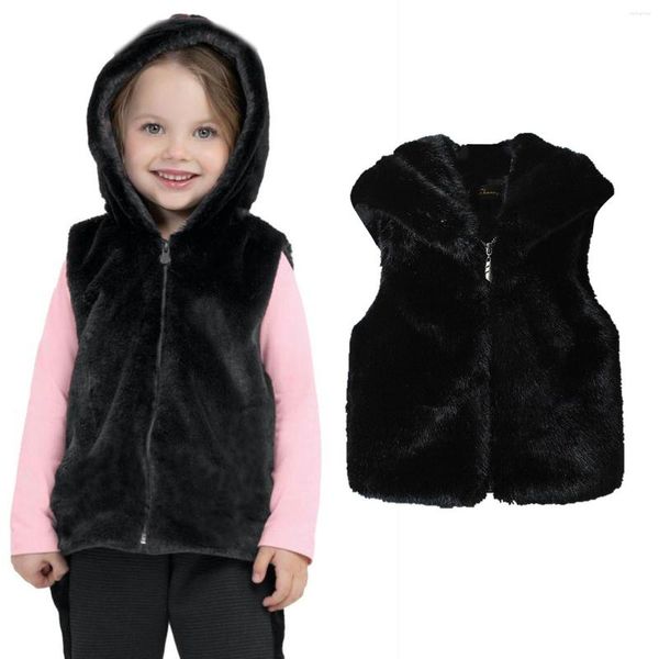 Jaquetas de inverno coral veludo com capuz grosso casaco colete criança infantil crianças gola de lã quente com capuz jaqueta de lã