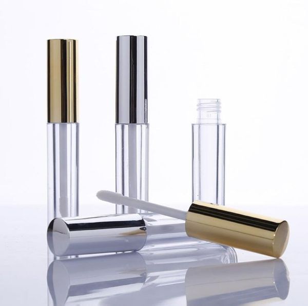 Großhandel 10 ml Mini runde Lipgloss Tube Kosmetikpaket Lipgloss Flasche leerer Behälter mit Gold-Silber-Kappe SN4466