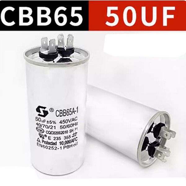 10Pcs CBB65 50uf Motor Capacitor Ar Condicionado Compressor Iniciar Capacitor 450V