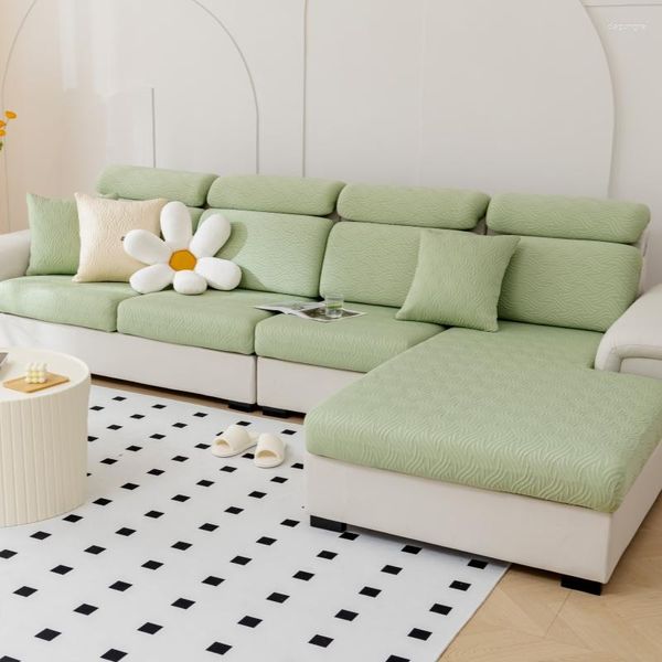 Cadeira cobre elástico impermeável sofá capa de almofada encosto 3d jacquard veludo tecido l forma loveseat chaise lounge