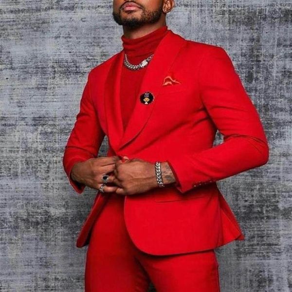 Ternos masculinos de casamento vermelho, slim fit, smoking para homens, duas peças, padrinho, blazer formal, baile, jaquetas de negócios, calças 3423