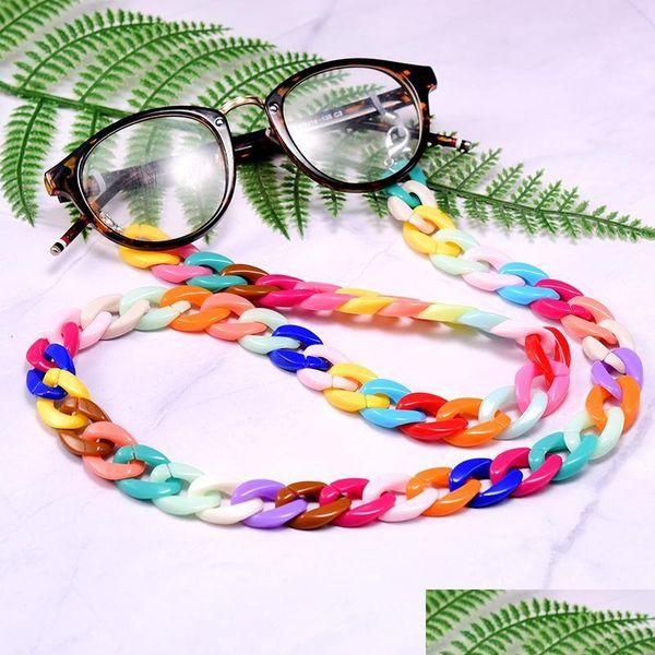 Sonnenbrillenrahmen Regenbogen Größere Acrylkette am Hals Frauen Maskenhalter Brille Starp Lanyard Mode Lesebrille Drop Deli Otxvi