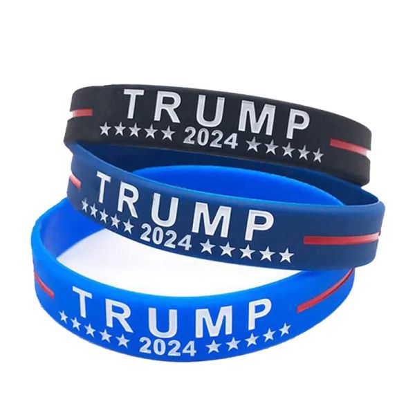 Trump 2024 Silikon-Armband, schwarz, blau, rot, Party-Geschenk, Save America Again, 20 Stück