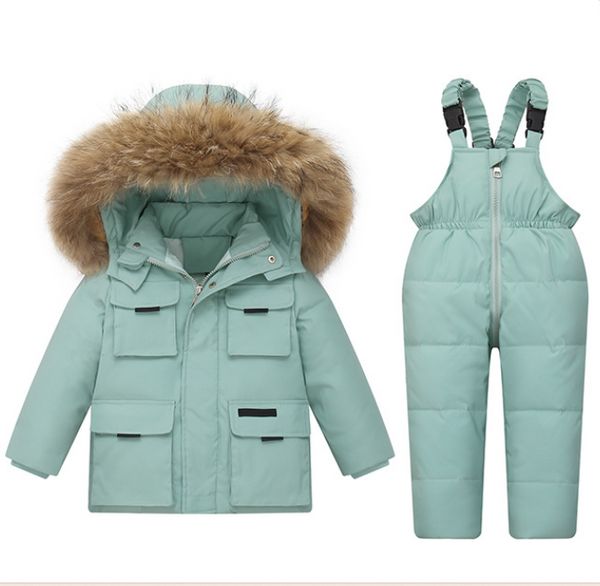 Monclr Дизайнерская зимняя куртка для мальчиков и девочек на открытом воздухе с капюшоном, теплая пуховая одежда, пуховое пальто, детская верхняя одежда NF, комбинезон с белой уткой, комплект из 2 предметов