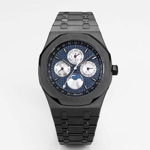 Relógios masculinos relógios mecânicos luxo high-end calendário perpétuo relógios 306l pulseira de aço inoxidável espelho safira clássico relógio de confiança