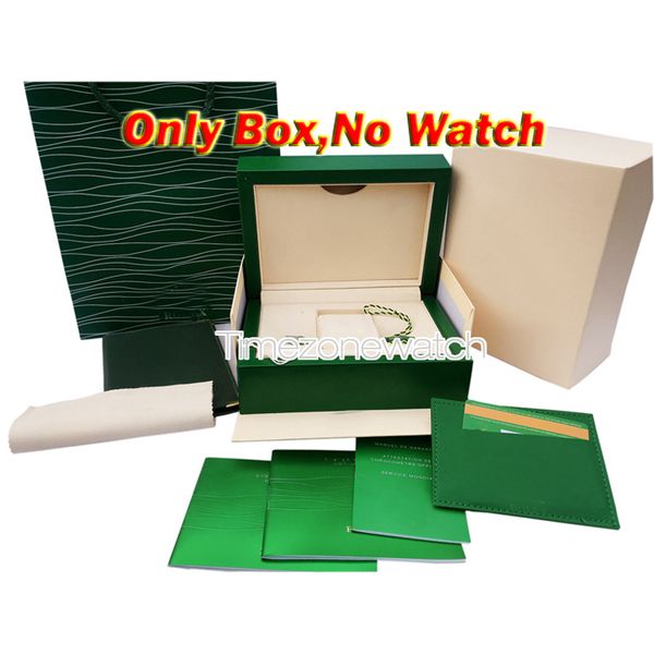 2023 Markenuhr Original-Uhrenboxen mit Handbuch Internationales Zertifikat Uhrenzubehör Benutzerdefinierte Karte RX Green Box Bag A1