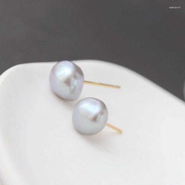 Brincos de garanhão autêntico 925 prata esterlina earstuds conciso moda natural barroco de água doce pérola brinco feminino festa jóias presente