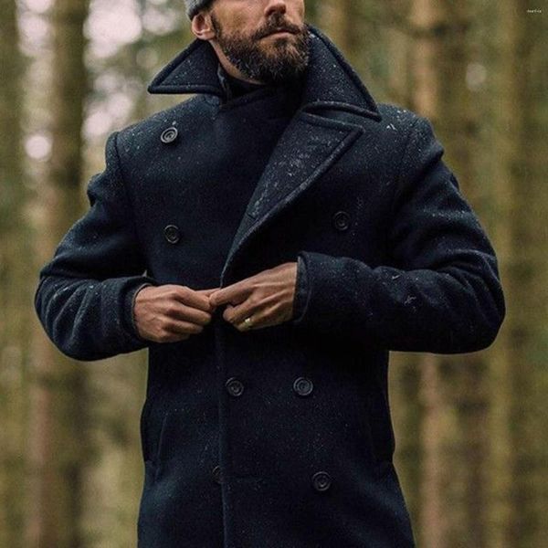 Ternos masculinos outono inverno 2023 blusão masculino de comprimento médio trench coat coreano fino lã britânico casaco vento masculino