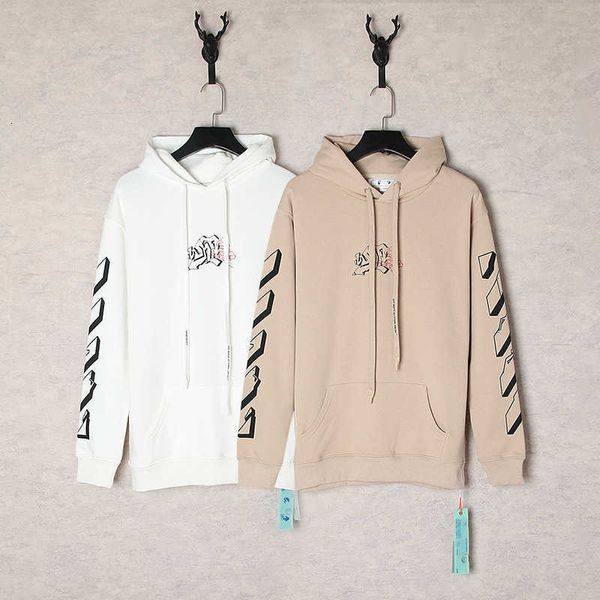 Offs Мужские дизайнерские толстовки 23ss OFF WHITE VIRGIL 3D GEOMETRIC LARGE ARROW PRINTED HOODIE унисекс Высококачественная трендовая крутая красивая толстовка