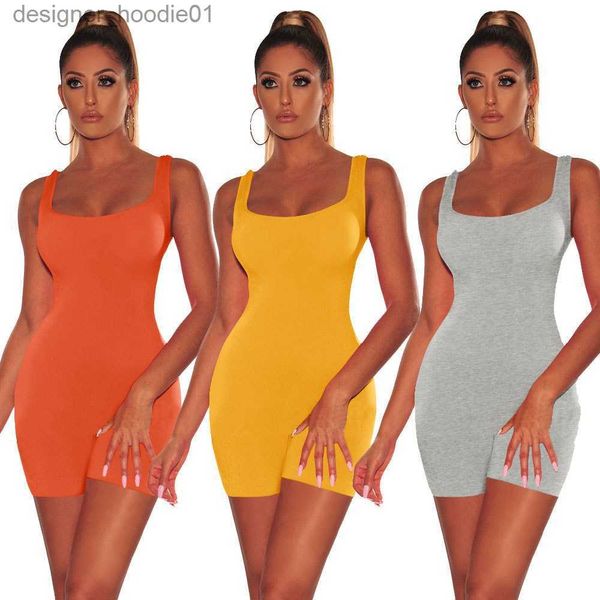 Kadın Tulumlar Aracılar Kadın Tulumlar Tulumlar Moda Kadın Seksi Kolsuz Düz Renk Kadın Oyunlar Square Colla Bodysuit Party Romper Combinison Femme L