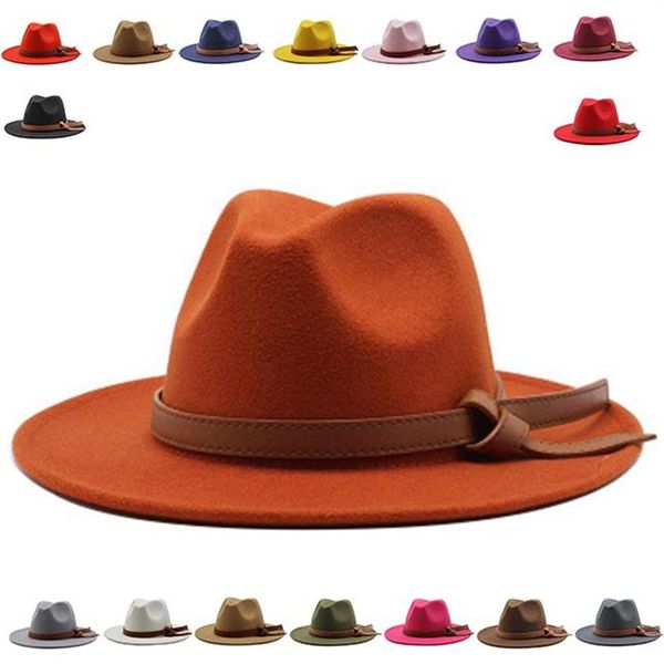 Шляпы с широкими полями, зимняя шляпа Фадора, мужская, черная, розовая, синяя, красная, женская с классической лентой, джазовая женская шляпа, готическая база3094
