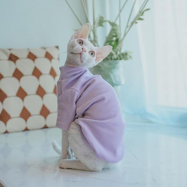 Katzenkostüme Sphynx Kleidung Warmes Sweatshirt für Kätzchen Hund Weicher Baumwollmantel Devon Rex Langarm T-Shirt Haustier Frühling Winter