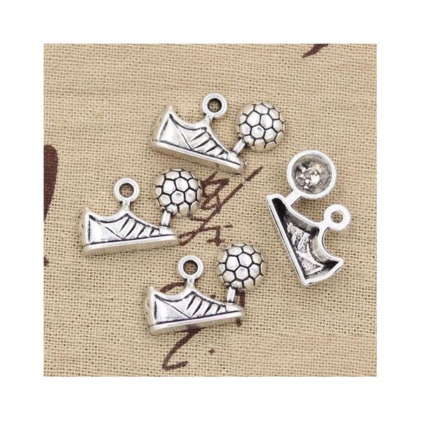 Charms Großhandel-99Cents 5 Stück Fußball-Fußball-Stollen 15 x 2 m, antike Herstellung, Anhänger, passend für Vintage-tibetisches Silber, DIY-Armband, Halskette, Drop Dhczp