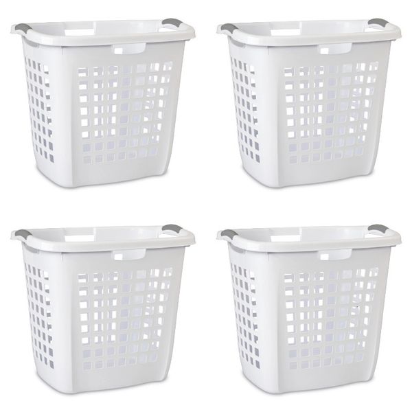 Aufbewahrungskörbe Sterilite Ultra Easy Carry Kunststoff-Wäschekorb Weiß Set mit 4 Wäschekörben für schmutzige Wäsche, zusammenklappbarer Wäschesack 230912