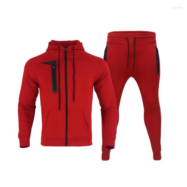 Fatos masculinos butz ins grosso agasalho inverno simples hoodie 2 pcs ternos homens manter quente marca sweatsuit fitness jogger conjuntos