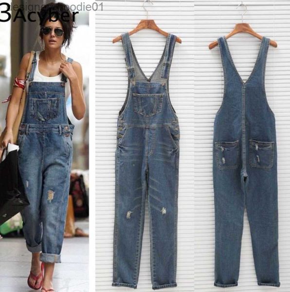 Damen Jumpsuits Strampler Großhandel Koreanische Frauen Overall Denim Overalls 2017 Frühling Casual Baggy Jeans Ganzkörperansicht Pinafore Latzhose Strampler Frauen JumpsuitPlus Si