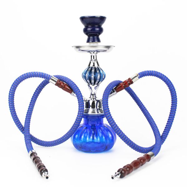 Andere Hausgarten-Glas-Shisha-Set mit Keramikschale, Einzel- oder Doppelrohr, Kunstlederschlauch, Metallkohlezange, Narguile Sheesha-Wasserpfeifen-Set 230912