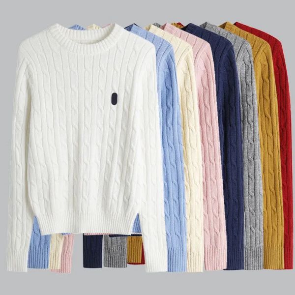 Lüks Sonbahar Küçük At ve Kış Kadın Sweaters Tasarımcısı Ralph Yuvarlak Boyun Süveteri Twist Pullover Midilli Nakış Üst Laurens