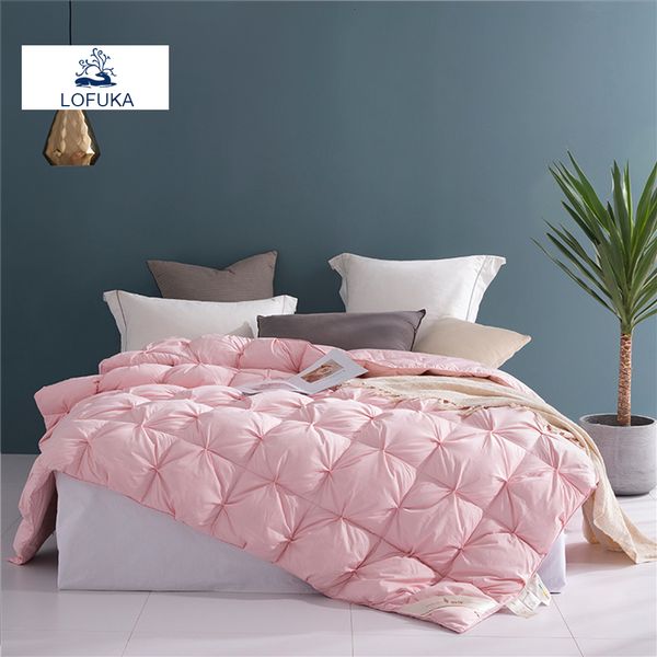 Conjuntos de cama Lofuka Rosa 100% Branco Ganso Down Comforter Filler 3D Pão Duvet Quilt Inverno Todas as Temporadas Cobertores Silk Floss Shell para dormir 230912