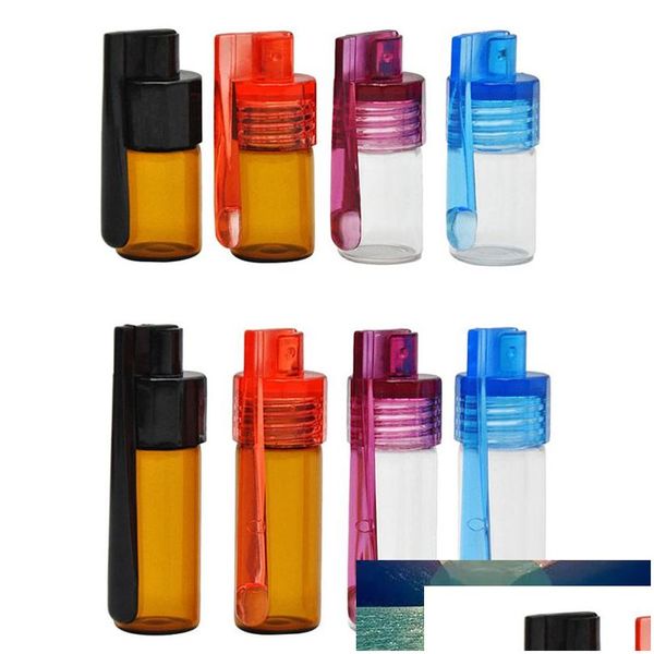 Garrafas de embalagem Atacado 1 Pcs 36mm / 51mm Garrafa de Vidro Portátil Snuff Snorter Acrílico Pill Case Cor Aleatória Drop Delivery Office Schoo Dhndu