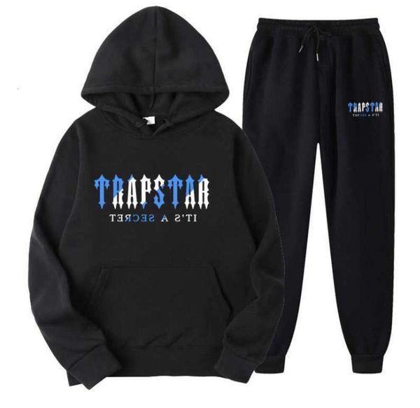 Tute da uomo TRAPSTAR Tuta stampata Felpa con cappuccio e pantaloni Jogging Fitness Abbigliamento da allenamento Colori Il design ampio casual avanzato 557ess