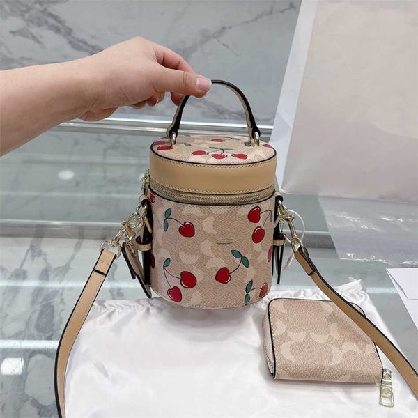 Kirsche Print Designer Tasche Frauen Mini Umhängetaschen Brief Umhängetasche Mode Luxurys Handtaschen Muster Eimer mit Geldbörse