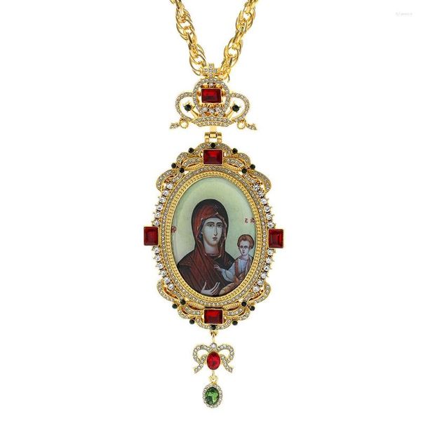 Ожерелья с подвесками Девы Марии и Младенца Иисуса, христианский католицизм, ювелирное ожерелье, благословенная мать, религиозное искусство, ретро, эллипс, подарки