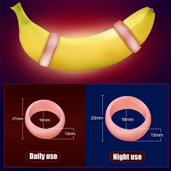 Massageartikel 2 Stück Tag Nacht Silikon Männliche Vorhautkorrektur Hinder Ring Zeitverzögerung Ejakulation Penisringe Sexspielzeug für Männer Loc278A