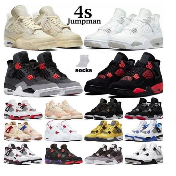 Große Kinder Jumpman 4 4s Basketballschuhe University Blue Tech White Sail White Cement Pure Money Red Thunder Pony Hair Guava Ice Sne250T