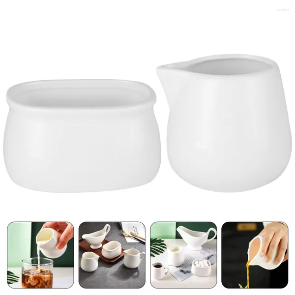 Geschirr-Sets, Kaffeetasse, Keramik, Milchbecher, Zuckerdose, Kanne, Krug, kleiner Topf, weiße Keramik